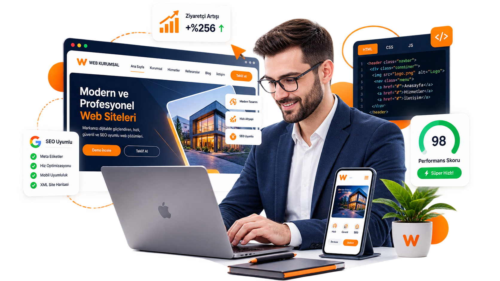 Hazır web sitesi tema masaüstü ve mobil görünümü